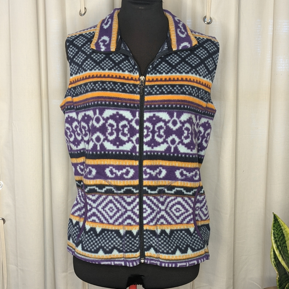 Woolrich colorful geometric print fleece vest Medium
